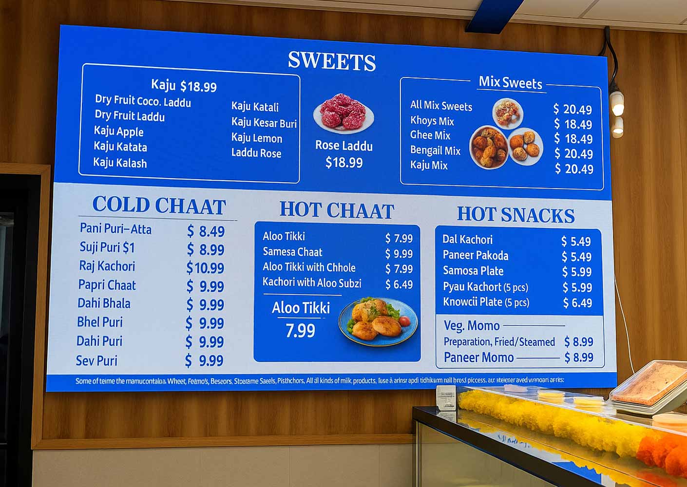 Kensun Delivers Indoor LED Display for Indian Restaurant in the USA