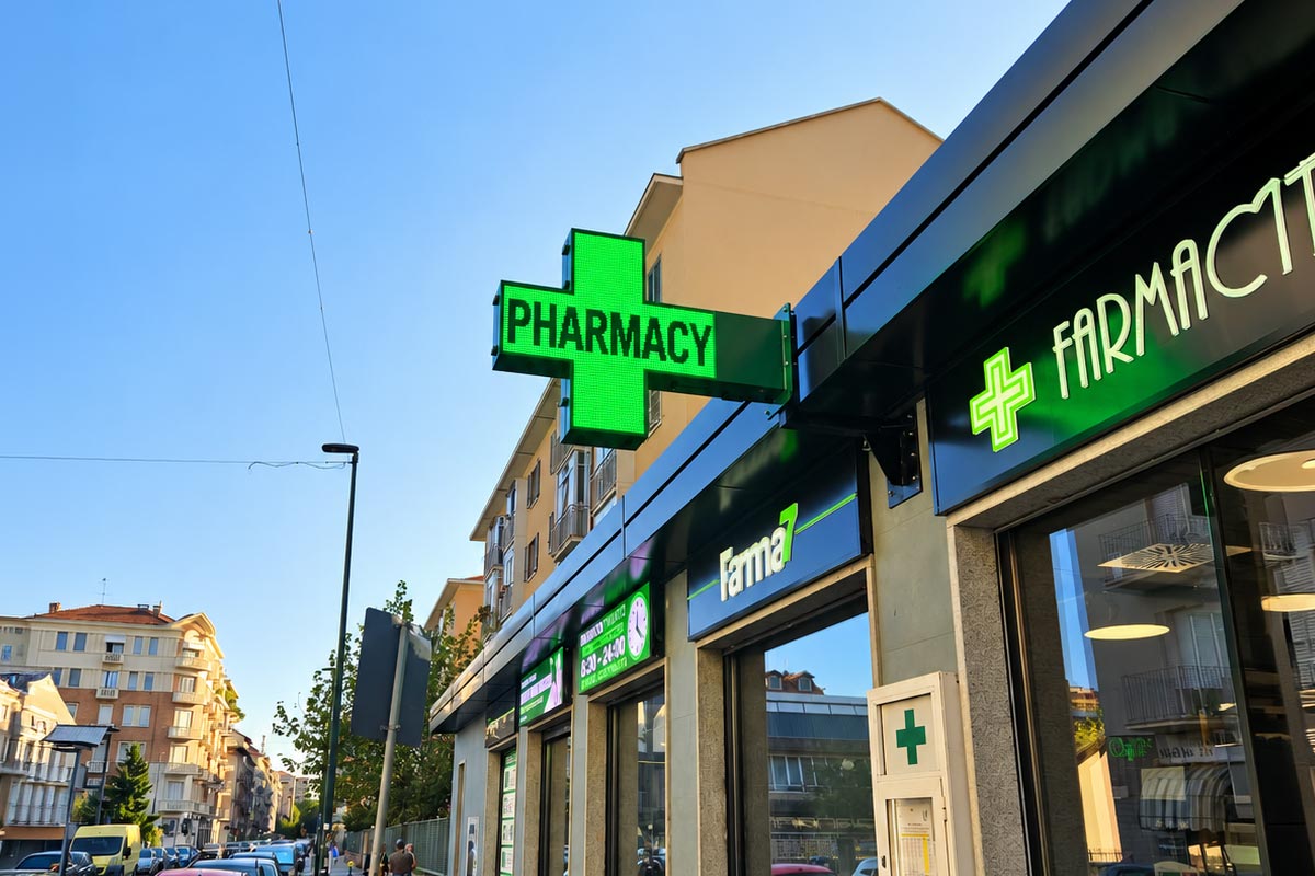 KENSUN Outdoor LED Pharmacy Displays Installed in Turin, Italy